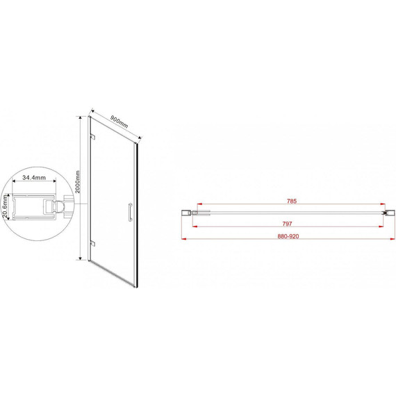 Душевая дверь Vincea Flex 90 см VDP-1F900CL (стекло 8 мм), хром/прозрачное фото 6