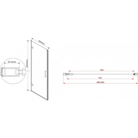 Душевая дверь Vincea Flex 90 см VDP-1F900CG (стекло 8 мм), хром/тонированное фото 6