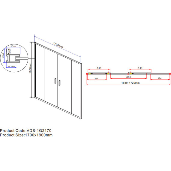 Душевая дверь Vincea Garda 170 см VDS-1G2170CL, хром/прозрачное фото 6