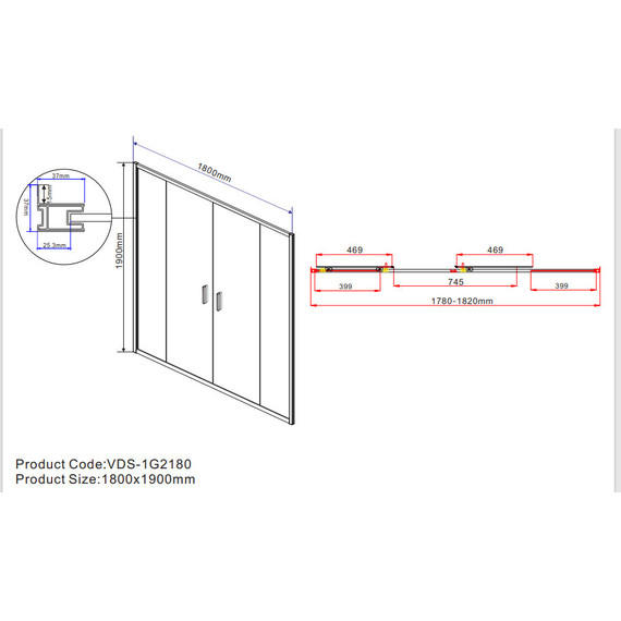 Душевая дверь Vincea Garda 180 см VDS-1G2180CH, хром/шиншилла - 6 Душевая дверь Vincea Garda 180 см VDS-1G2180CH, хром/шиншилла фото 6