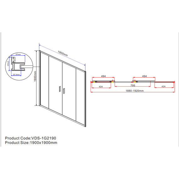 Душевая дверь Vincea Garda 190 см VDS-1G2190CL, хром/прозрачное фото 6