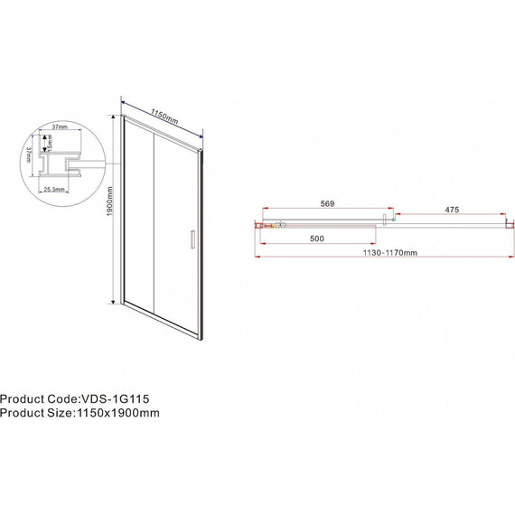 Душевая дверь Vincea Garda 115 см VDS-1G115CH, хром/шиншилла фото 6