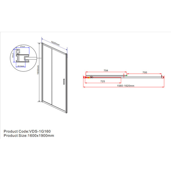 Душевая дверь Vincea Garda 160 см VDS-1G160CL, хром/прозрачное - 4 Душевая дверь Vincea Garda 160 см VDS-1G160CL, хром/прозрачное фото 4
