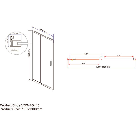 Душевая дверь Vincea Garda 110 см VDS-1G110CL, хром/прозрачное фото 4
