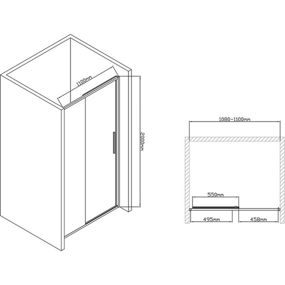 Душевая дверь Vincea Slim-U 110 см VDS-2SU110CL, хром/прозрачное фото 7