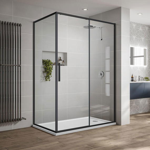 Душевое ограждение Vincea Slim-U 120x90 см VSR-2SU9012CLB, черный/прозрачное фото 