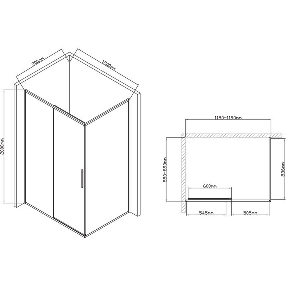 Душевое ограждение Vincea Slim-U 120x90 см VSR-2SU9012CL, хром/прозрачное фото 9