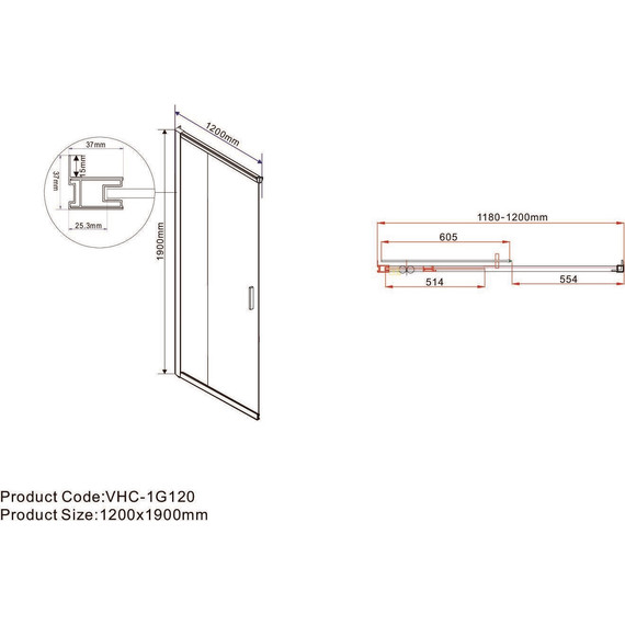 Душевое ограждение Vincea Garda 120x80 см VSS-1G8012CL, хром/прозрачное фото 7