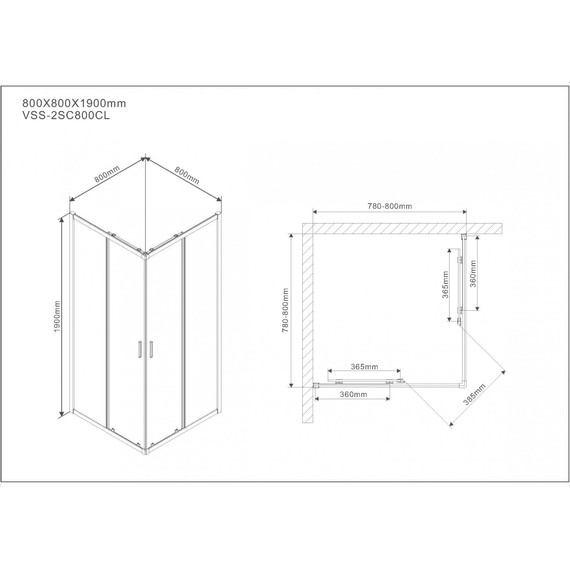 Душевое ограждение Vincea Scala 80x80 см VSS-2SC800CL, хром/прозрачное фото 7
