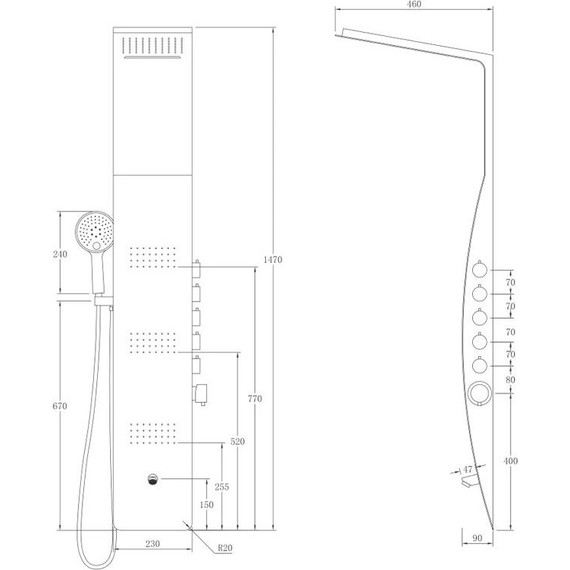Гидромассажная панель Taliente ТА-G-A04Bb+s, черный матовый фото 2