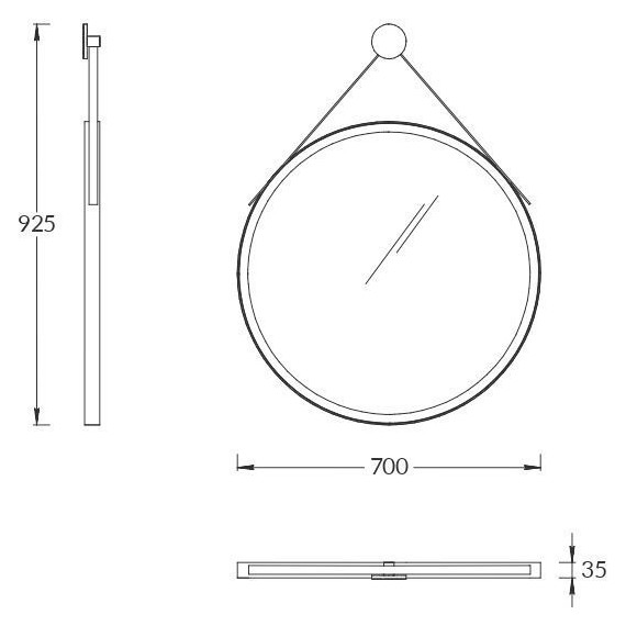 Зеркало Kerama Marazzi Cono 70 см CO.mi.70\BLK, черный матовый фото 7