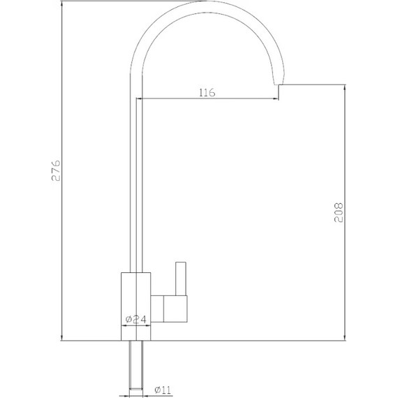 Кран для кухни на одну воду Haiba HB4184, нержавеющая сталь фото 2