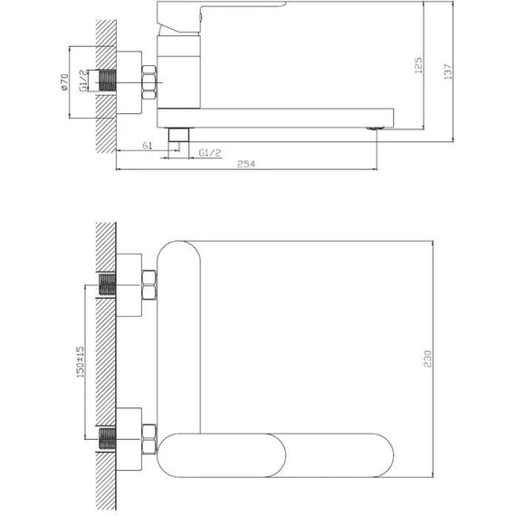 Смеситель для ванны Haiba HB61590 - 2 Смеситель для ванны Haiba HB61590 фото 2