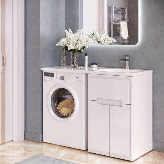 Тумба напольная с раковиной-столешницей Taliente Olejo 120 см R TA-MBO-60NR-blanco, белый глянец фото 