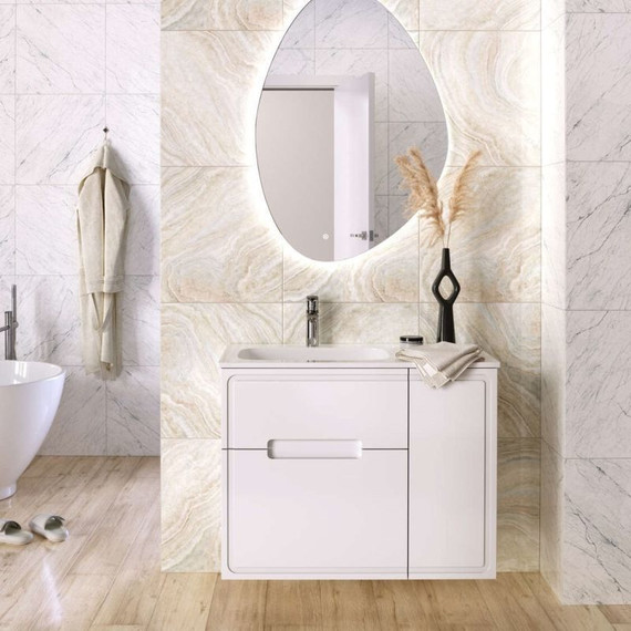 Тумба подвесная с раковиной Taliente Olejo 90 см L TA-MBO-90PR(L)-blanco, белый глянец фото 3