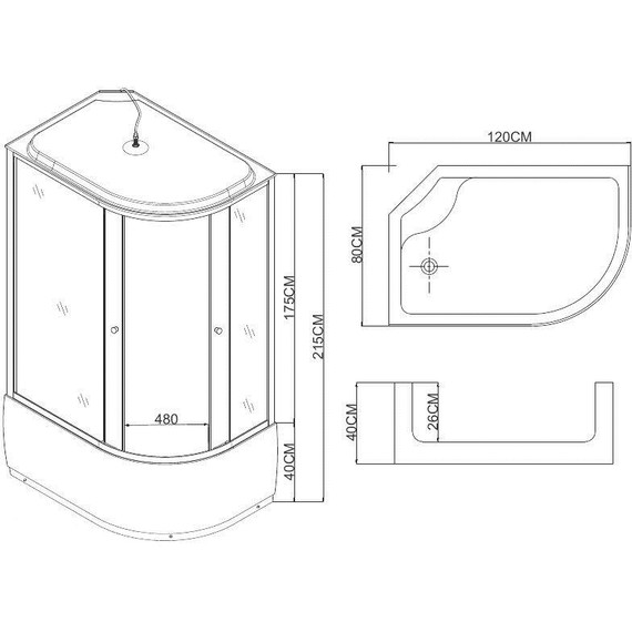Душевая кабина Taliente 120x80 см TA-12080GL, хром/тонированное - 4 Душевая кабина Taliente 120x80 см TA-12080GL, хром/тонированное фото 4