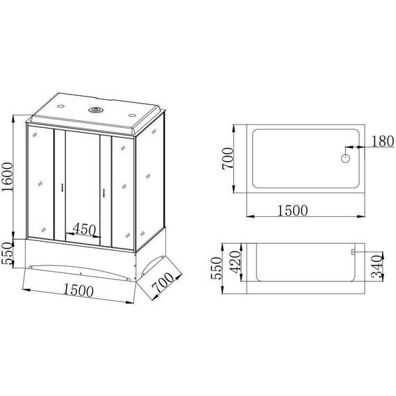 Душевая кабина Taliente 150x70 см TA-15070G, хром/тонированное фото 5