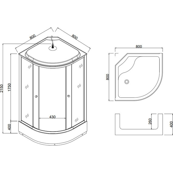 Душевая кабина Taliente 80x80 см TA-8080G, хром/тонированное - 5 Душевая кабина Taliente 80x80 см TA-8080G, хром/тонированное фото 5