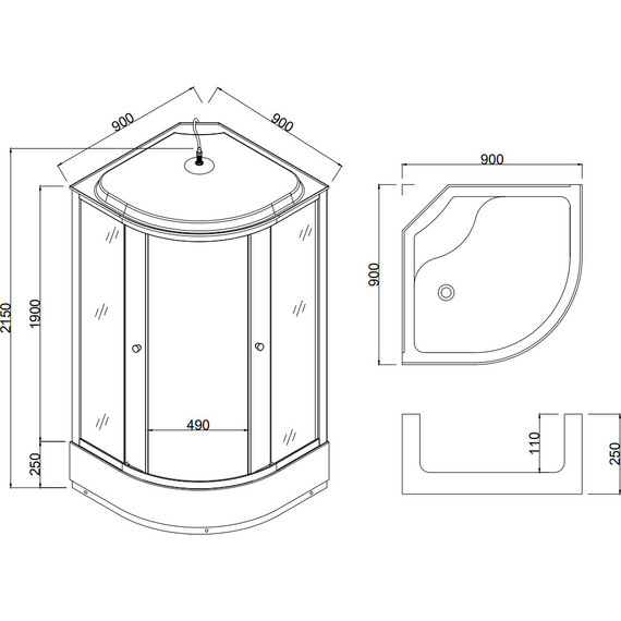 Душевая кабина Taliente 90x90 см TA-9091G, хром/тонированное фото 4