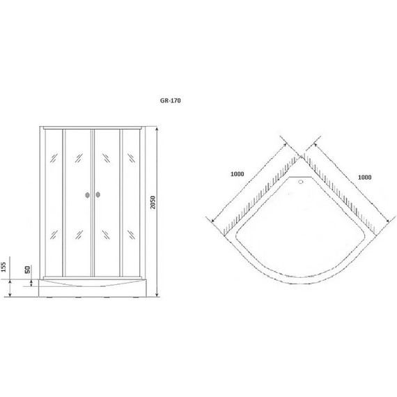 Душевое кабина Grossman Classic 100 см GR170, хром/матовое - 6 Душевое кабина Grossman Classic 100 см GR170, хром/матовое фото 6