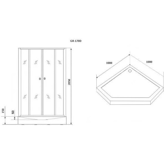 Душевое кабина Grossman Classic 100 см GR170D, хром/матовое - 6 Душевое кабина Grossman Classic 100 см GR170D, хром/матовое фото 6