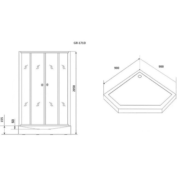 Душевое кабина Grossman Classic 90 см GR171D, хром/матовое - 6 Душевое кабина Grossman Classic 90 см GR171D, хром/матовое фото 6
