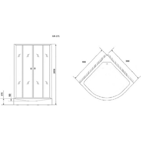 Душевое кабина Grossman Classic 90 см GR171, хром/матовое - 6 Душевое кабина Grossman Classic 90 см GR171, хром/матовое фото 6