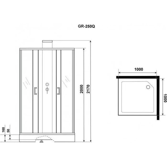 Душевое кабина Grossman Elegans 100x100 см GR250Q, чёрный/прозрачное - 9 Душевое кабина Grossman Elegans 100x100 см GR250Q, чёрный/прозрачное фото 9