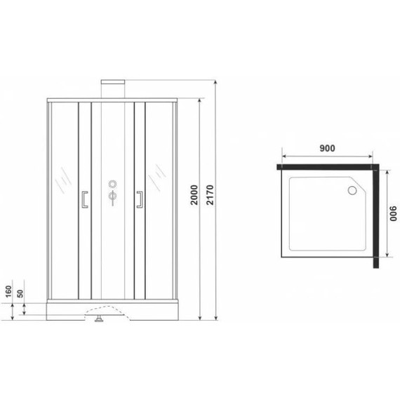 Душевое кабина Grossman Elegans 90x90 см GR251Q, чёрный/прозрачное фото 9
