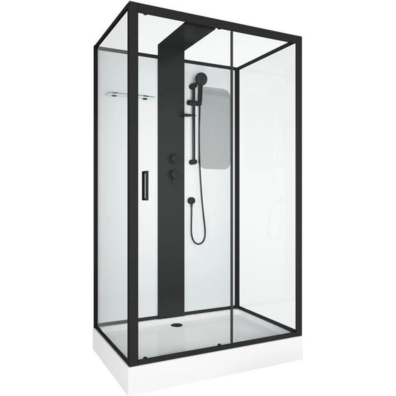 Душевое кабина Grossman Elegans 120x80 см GR252Q, чёрный/прозрачное фото 