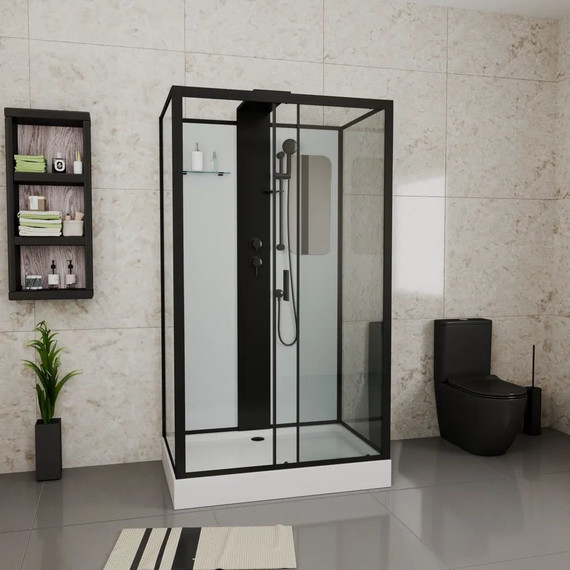 Душевое кабина Grossman Elegans 120x80 см GR252Q, чёрный/прозрачное - 2 Душевое кабина Grossman Elegans 120x80 см GR252Q, чёрный/прозрачное фото 2