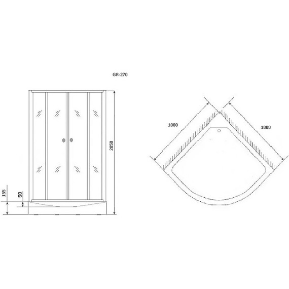 Душевое кабина Grossman Classic 100 см GR270, чёрный/узор - 6 Душевое кабина Grossman Classic 100 см GR270, чёрный/узор фото 6