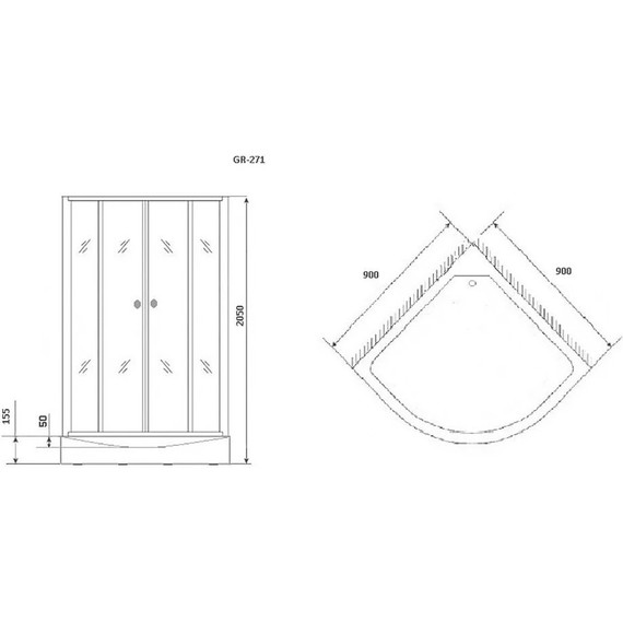 Душевое кабина Grossman Classic 90 см GR271, чёрный/узор фото 6