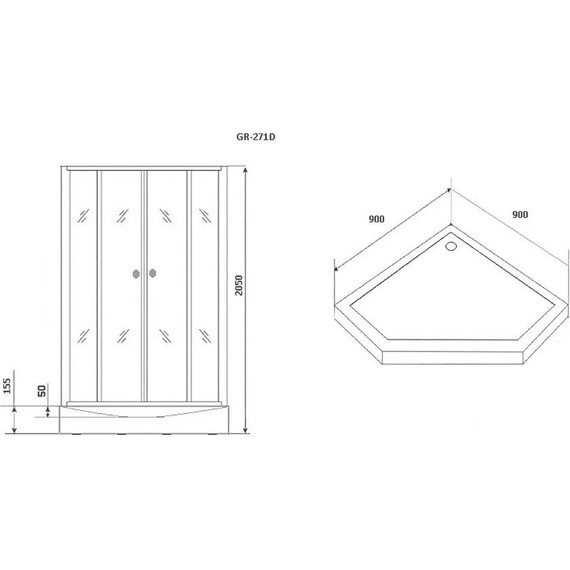 Душевое кабина Grossman Classic 90 см GR271D, чёрный/узор фото 6