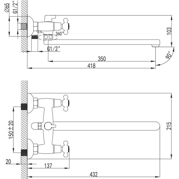 Смеситель для ванны Lemark Standart LM2112C фото 2