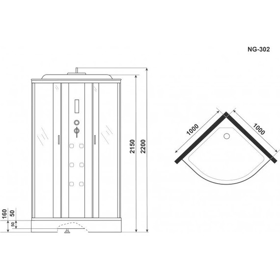 Гидробокс Niagara Ultra NG-302-01 100x100 см, хром/прозрачное/матовое (безсиликоновая сборка) - 12 Гидробокс Niagara Ultra NG-302-01 100x100 см, хром/прозрачное/матовое (безсиликоновая сборка) фото 12