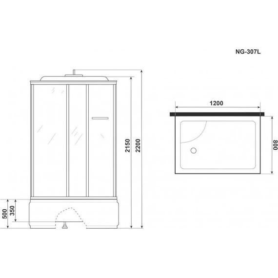 Гидробокс Niagara Ultra NG-307-01L 120x80 см, хром/прозрачное/матовое (безсиликоновая сборка) фото 12