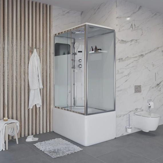 Гидробокс Niagara Ultra NG-307-01L 120x80 см, хром/прозрачное/матовое (безсиликоновая сборка) фото 7