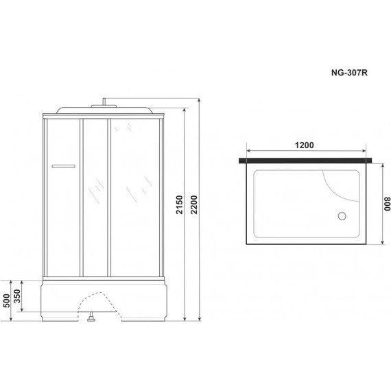 Гидробокс Niagara Ultra NG-307-01R 120x80 см, хром/прозрачное/матовое (безсиликоновая сборка) фото 12