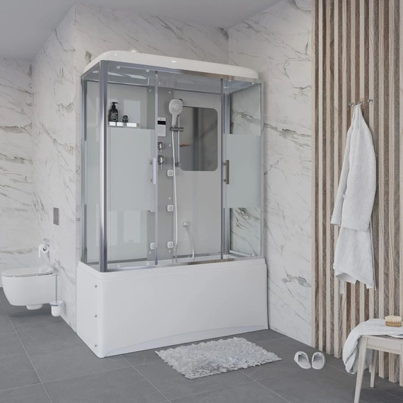 Гидробокс Niagara Ultra NG-3150-01 150x70 см, хром/прозрачное/матовое (безсиликоновая сборка) фото 