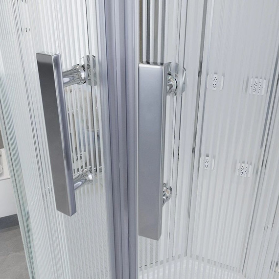 Гидробокс Niagara Ultra NG-709-01R 100x100 см, хром/прозрачное/узор (безсиликоновая сборка) фото 4