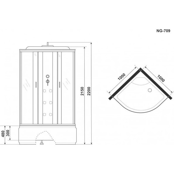 Гидробокс Niagara Ultra NG-709-01R 100x100 см, хром/прозрачное/узор (безсиликоновая сборка) фото 11