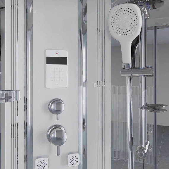 Гидробокс Niagara Ultra NG-709-01R 100x100 см, хром/прозрачное/узор (безсиликоновая сборка) фото 9