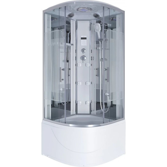 Гидробокс Niagara Ultra NG-709-01R 100x100 см, хром/прозрачное/узор (безсиликоновая сборка) фото 2