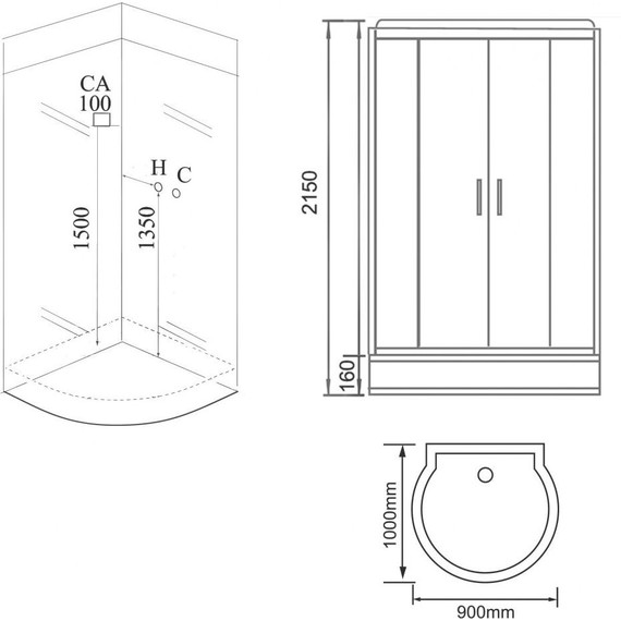 Гидробокс Grossman 90x100 см GR140, белый/прозрачное - 3 Гидробокс Grossman 90x100 см GR140, белый/прозрачное фото 3