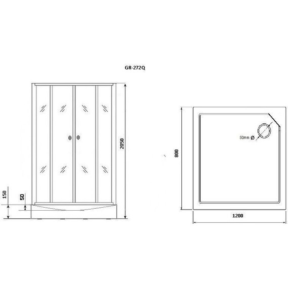 Душевое кабина Grossman Classic 120x80 см GR272QL L, чёрный/узор фото 7