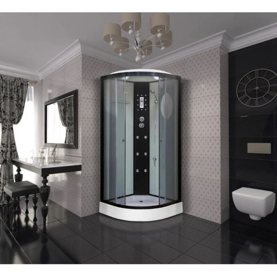 Гидробокс Niagara Ultra NG-1902-01 100x100 см, черный/тонированное (безсиликоновая сборка) фото 