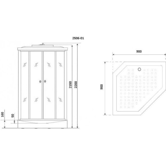 Душевая кабина Niagara Ultra NG-2506-01 90x90 см, хром/тонированное (безсиликоновая сборка) фото 11