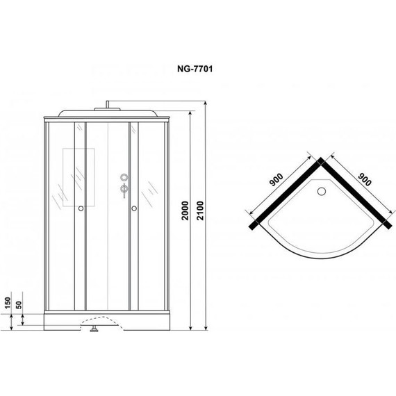 Душевая кабина Niagara Luxe NG-7701M 90x90 см, серебро/прозрачное фото 5