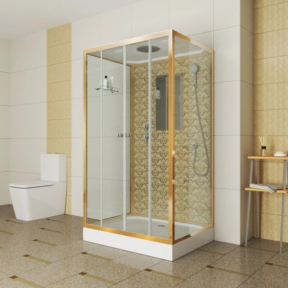 Душевая кабина Niagara Luxe NG-7772QW 120x90 см, золото/прозрачное фото 